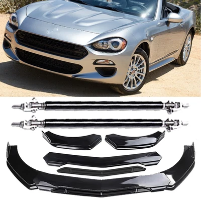 For Fiat 124 Spider Front Bumper Lip Spoiler Splitter Glossy Black Body Kits - Image 1 of 4