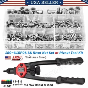 150 ~ 615X Edelstahl Nietmuttern Kit Metrisch Nietmuttern Nutsert oder Nietmutter Werkzeug Kit - Bild 1 von 31