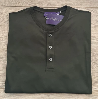 Ralph Lauren фиолетовый ярлык длинным рукавом блокировки Henley рубашка L армия зеленый $295 - Изображение 1 из 4