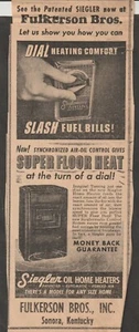 AD HART COUNTY NEWS SEPT. 11, 1958 FULKERSON BROTHERS HEATING, SONORA, KY - Picture 1 of 1