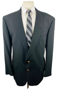 Jack Nicklaus Mens 46R Black Gold Button Wool Blazer Sport Coat Suit Jacket
