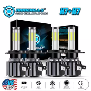 Fit For VW Jetta Passat Golf H7+H7 6-sides LED Headlight Bulb Kit High Low Beam - Picture 1 of 12