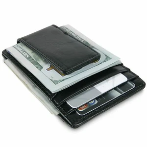 Black Strong Magnetic Money Clip Wallet Pocket ID Credit Card Holder Slim Thin - Picture 1 of 6