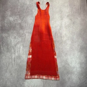 Issey Miyake 90s Apron Pleated Long Dress Orange Geometric Design Used - Picture 1 of 10