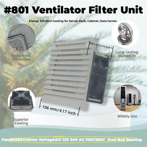 80mm X 38mm High Airflow Ventilation Filter Set #801 Louver, IP44 Waterproof - Picture 1 of 15