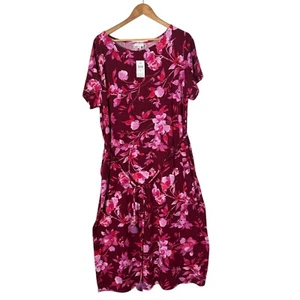 J.Jill Plus Size Maxi Dress Womens 2X Tropical Print Tassel Belt Vacation NEW - Picture 1 of 13