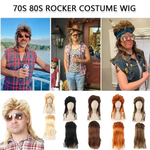 Mullet Wig Hair Costume Party Dress Up 70s 80s Aussie Bogan Rock - Golden Blonde - Picture 1 of 13