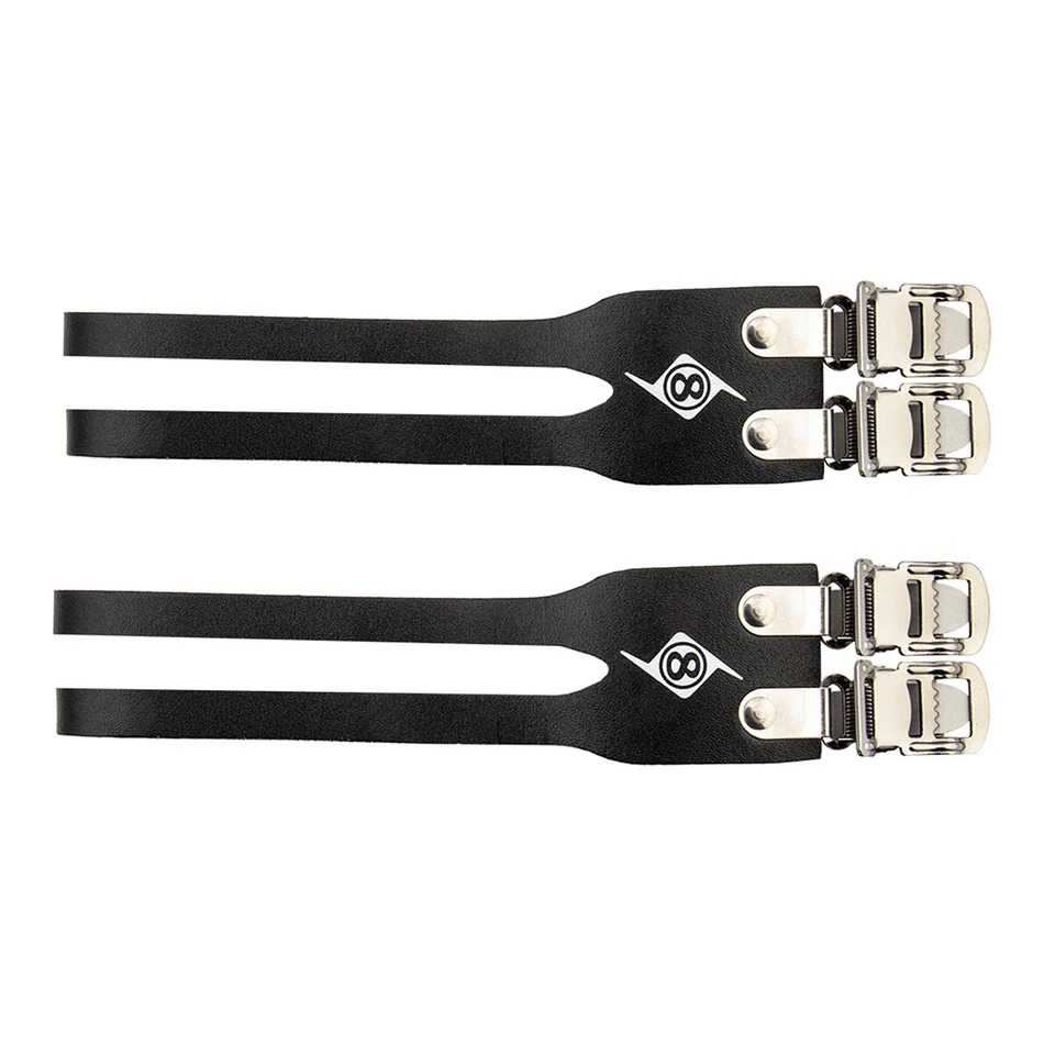 TOE STRAPS OR8 RD DBL LEATHER BLK - Image 1 of 1