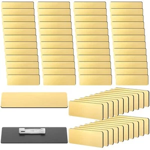 50 Pcs Name Tag Badge Blanks Brushed Round Corners Pin DIY Blank ID Name Badg... - Picture 1 of 7
