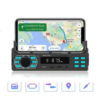 Single 1Din Car Stereo Bluetooth Radio MP3 Player USB RDS AUX w/Bracket Durable - Image 1 of 4