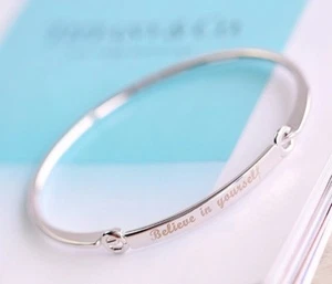 Silver Believe in yourself Woman's Ladies Girl Encourage Cuff Bangle Bracelet UK - Picture 1 of 12