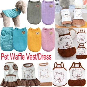 Summer Pet Dog Vest Waffle Cute Dogs Print T-Shirts Dress Thin Puppy Costumes↗ - Picture 1 of 24