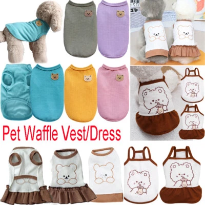 Summer Pet Dog Vest Waffle Cute Dogs Print T-Shirts Dress Thin Puppy Costumes - Image 1 of 4