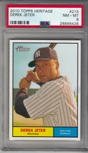 2010 Topps Heritage Derek Jeter Yankees Yellow-Red Name Plate #215 PSA 8 pop 2 - Picture 1 of 4