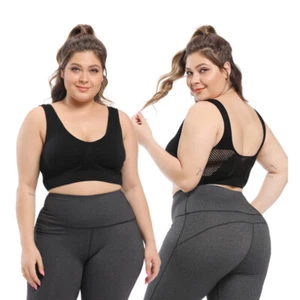 Womens Shockproof Breathable Wireless Push-up Vest Bra Sports Plus Size S-6XL - Bild 1 von 16