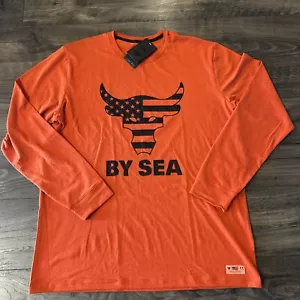 Under Armour Shirt Men's XL Project Rock LS Brahma Bull Orange Military Freedom - Picture 1 of 5