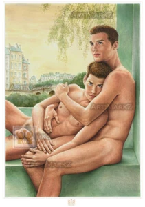 Ltd. Ed. Druck 2* SIGNIERT - GEMINI TWINS - männlicher Akt Queer LGBTQ Gay Künstler - Bild 1 von 4