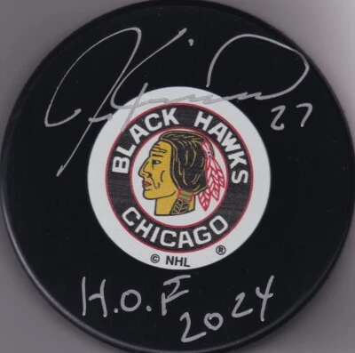 BECKETT JEREMY ROENICK "HOF 2024" SIGNED CHICAGO BLACKHAWKS HOCKEY PUCK 1W803919 - Image 1 of 3