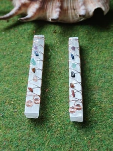Selenite Carved Gemstone Stick Wand Copper Wire Wrapped Chakra Stone (B1) - Picture 1 of 3