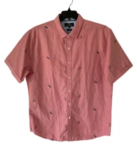 Michael Brandon Hawaiian Shirt Mens XL Red Slim Fit Embroidered Surfers - Picture 1 of 6