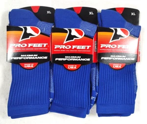 PRO FEET Maximum Performance Crew Socks Size XL XLarge Royal Blue 3 Pairs - Picture 1 of 5