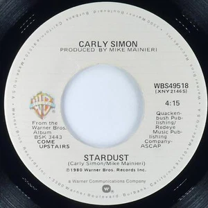 CARLY SIMON Jesse / Stardust WARNER BROS WBS49518 EX 45rpm 7" 1980 Pop Rock - Picture 1 of 4