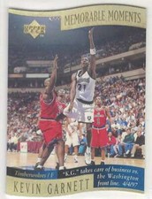 KEVIN GARNETT 1997-98 Collector's Choice Memorable Moments #5 Diecut ID:12194