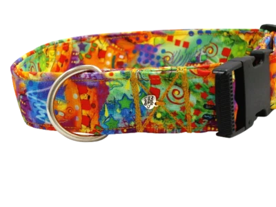 EIGENE HERSTELLUNG, HANDARBEIT Hundehalsband "Abstrakt" 4 cm breit", L bis 60 cm Halsumfang, handgefertigt
