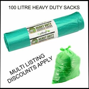 EXTRA LARGE GREEN HEAVY DUTY WASTE SACKS BAGS GARDEN REFUSE 100 LITRE 990x736mm