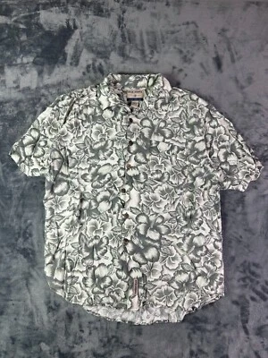 Camisa havaiana vintage anos 90 High Sierra floral abotoada grande rayon branco - Imagem 1 de 4