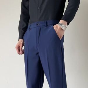 Sophisticated Gray Trouser Pants for Men Above Ankle Korean Fashion Slacks