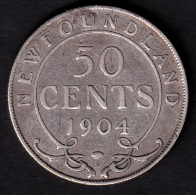 Newfoundland NFLD 1904H 50c Half Dollar Silver Coin King Edward VII .925 Silver - Image 1 of 2
