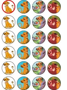 24 X PRE CUT LION KING PARTY WAFER PAPER CUP CAKE TOPPERS - Picture 1 of 1