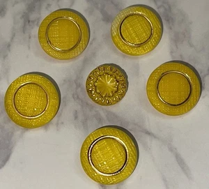 Vintage 6 Gelb & Gold Tschechisch New Old Stock Glas Basteln Nähen Knöpfe 123-5 - Bild 1 von 5