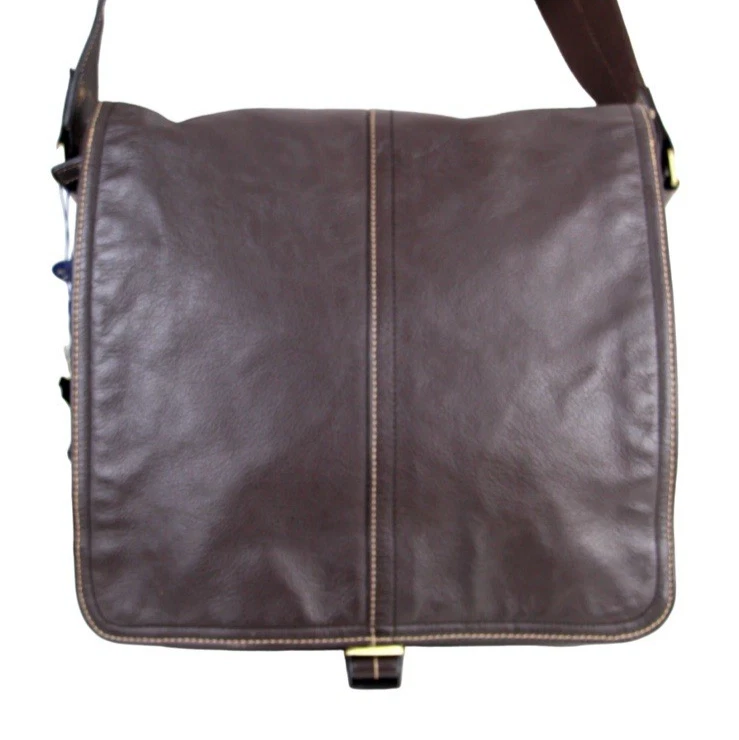 Bolso Bandolera Amerileather L Marrón Guijarro Cuero Forrado Bolsillos Foto 1 de 4