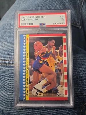 Pegatina Fleer 1987 #11 Alex English Denver Nuggets PSA 7 casi nueva-como nueva Foto 1 de 2