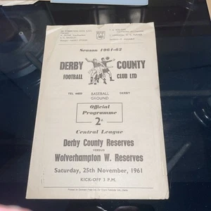 Derby County Reserves Wolverhampton Wanderers 25/11/1961 Official Programme - Picture 1 of 3