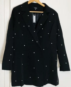 Petite Crystal Embellished Black Blazer Dress 12 Party Event Festive Night Life - Picture 1 of 15
