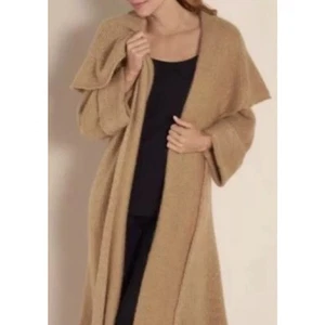 Cárdigan Suéter Plumero Lana Mohair Camel LRG Soft Surroundings Telluride Topper - Imagen 1 de 11