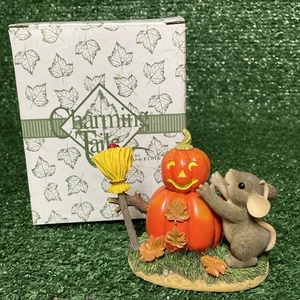 Charming Tails Building a Pumpkin Man Statuina Fitz e Floyd 85/103 Topo - Foto 1 di 8