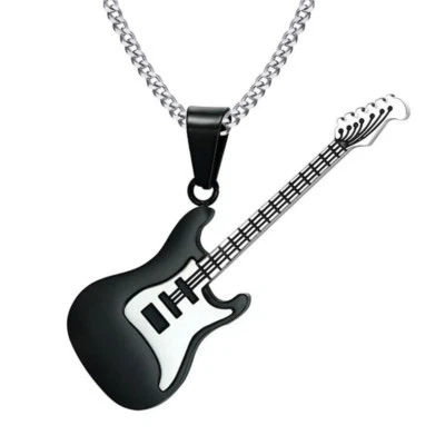 Colar de guitarra preto titânio, alta qualidade, corrente de elos 19", 3mm, música da moda - Imagem 1 de 2