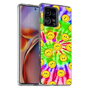 For Motorola (Edge,One 5G,Ace,UW,X40,30),Slim Cover,Tie Dye Smile Print,USA - Picture 1 of 21