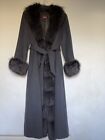 New Hockley Wool/Cashmere 50/50 % Real  Fox Fur  Long Coat  Size L