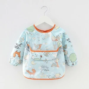 Waterproof Feeding Art Apron Bib Smock Boys Girls Baby Toddler Kids Long Sleeve - Picture 1 of 10