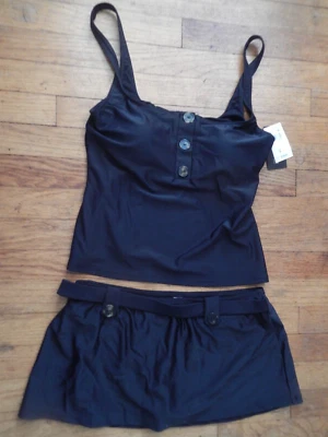 ANNE KLEIN TANKINI/FALDA NEGRA; TRAJE DE BAÑO; TALLA 12; NUEVO con ETIQUETAS; VENTA AL POR MENOR $134 Foto 1 de 4