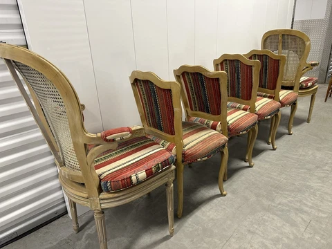 6  Antique French Solid Wood Carved Dining Chairs Need Paint Fabric Buyer $Ship Cover