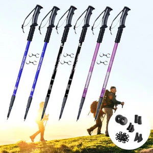 2 Packs Trekking Poles Collapsible Hiking Walking Sticks Anti-Shock Alpenstock - Picture 1 of 15