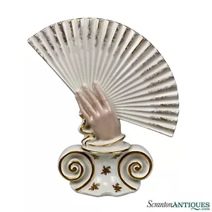 Vintage Traditional Regency Porcelain Hand Holding Fan Sculpture - Picture 1 of 8