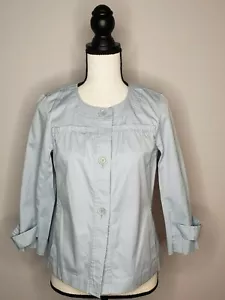 NUEVA Chaqueta Talbots Petites Recta Estrecha Jackie Ajuste Lino Azul Botones Talla 4 - Imagen 1 de 8