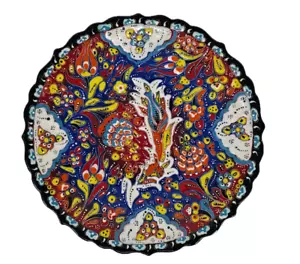 10" Turkish Polychrome Hand Painted Ceramic Plate Floral Pattern Handmade Plate - Picture 1 of 4
